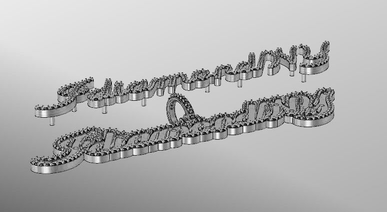 Model 1071 IdiamondNY Name Plate Diamond Pendant  3D print model_10