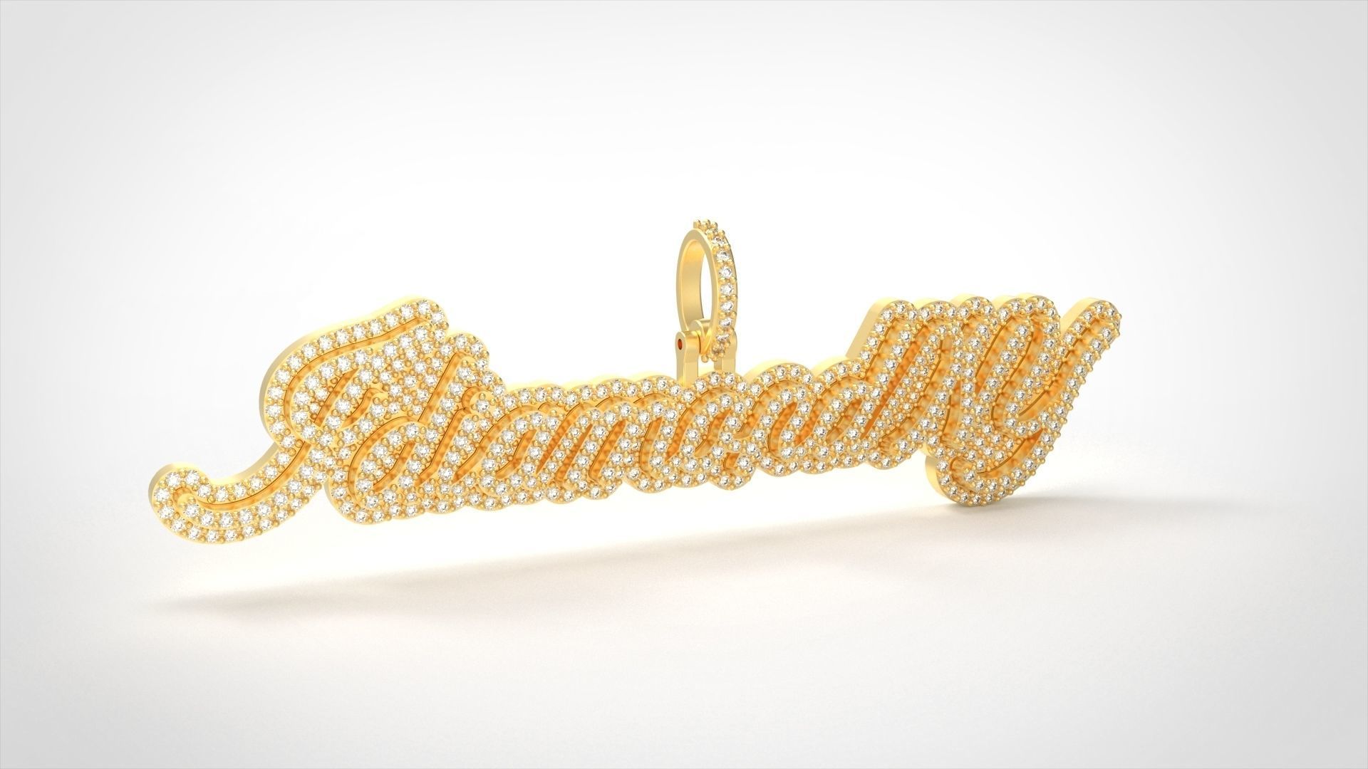 Model 1071 IdiamondNY Name Plate Diamond Pendant  3D print model_2