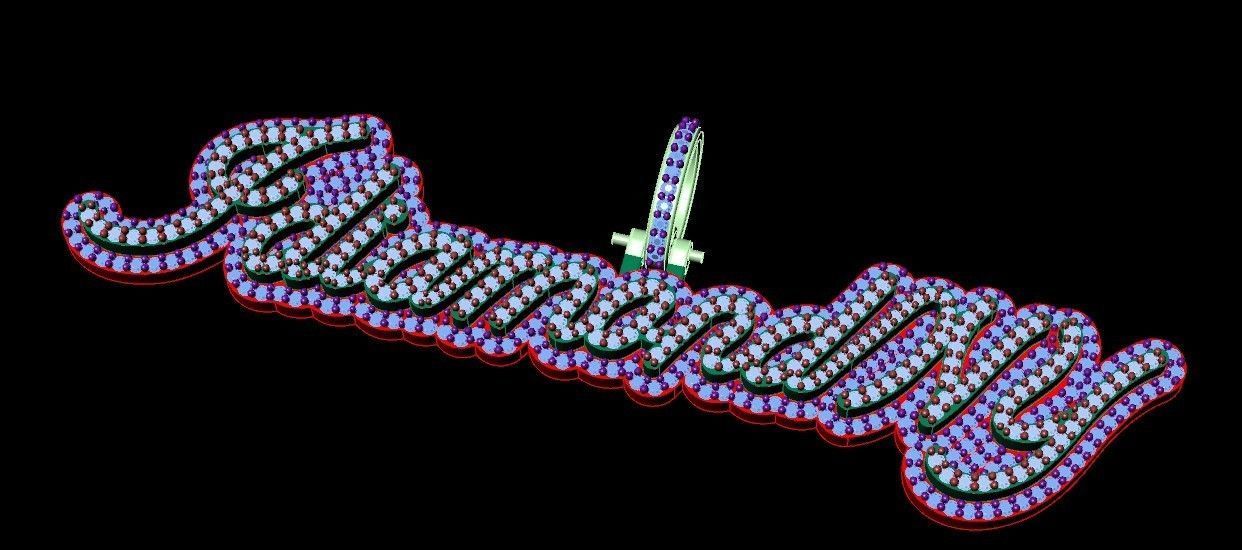 Model 1071 IdiamondNY Name Plate Diamond Pendant  3D print model_13