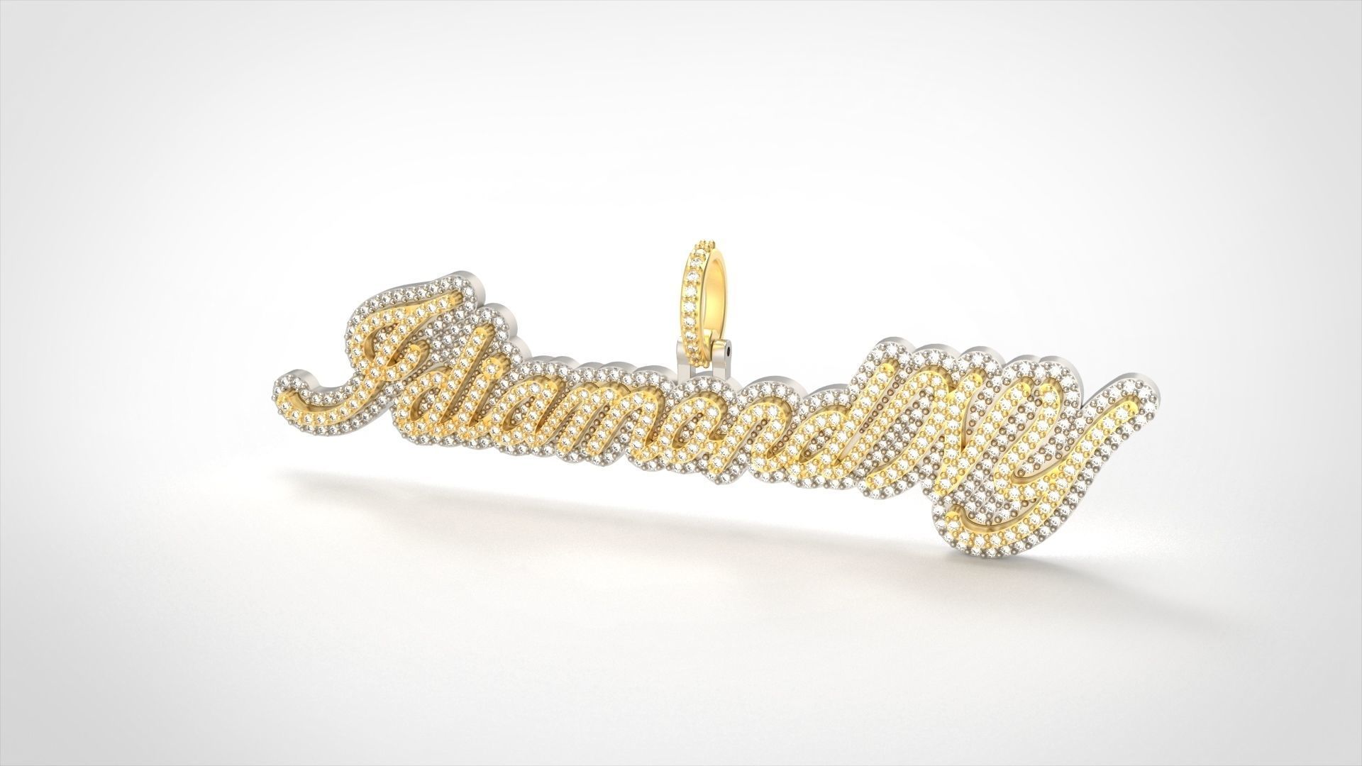 Model 1071 IdiamondNY Name Plate Diamond Pendant  3D print model_3