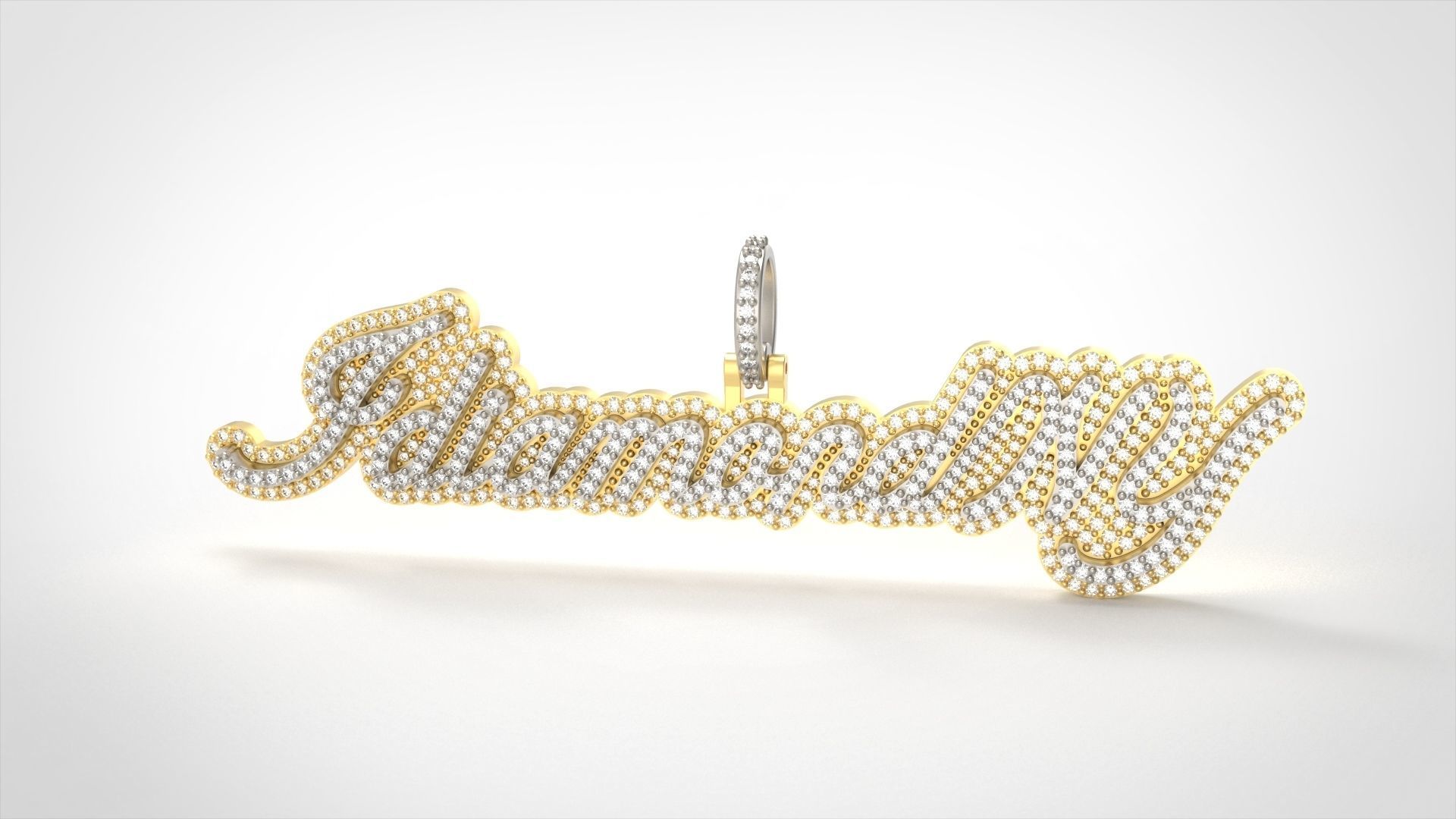 Model 1071 IdiamondNY Name Plate Diamond Pendant  3D print model_4