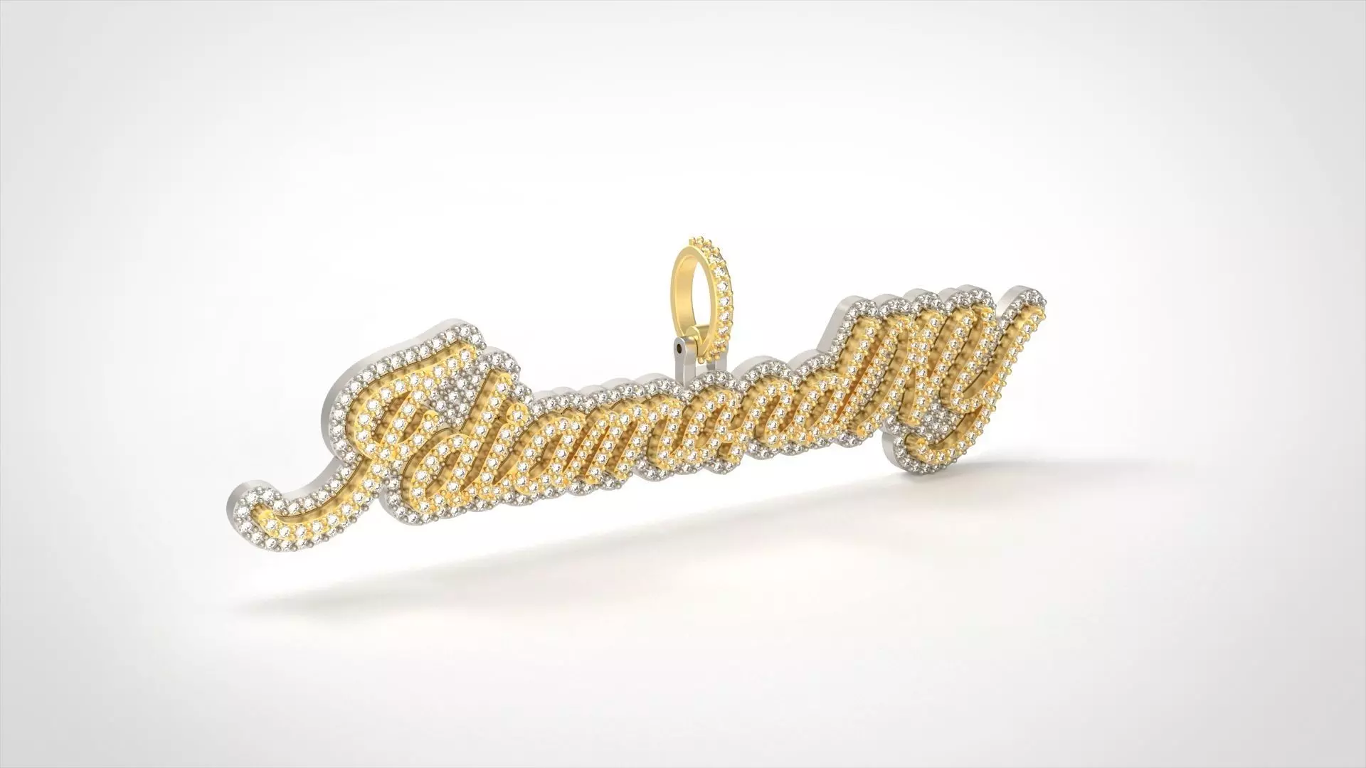 Model 1071 IdiamondNY Name Plate Diamond Pendant  3D print model_0