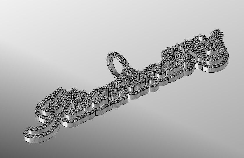 Model 1071 IdiamondNY Name Plate Diamond Pendant  3D print model_9