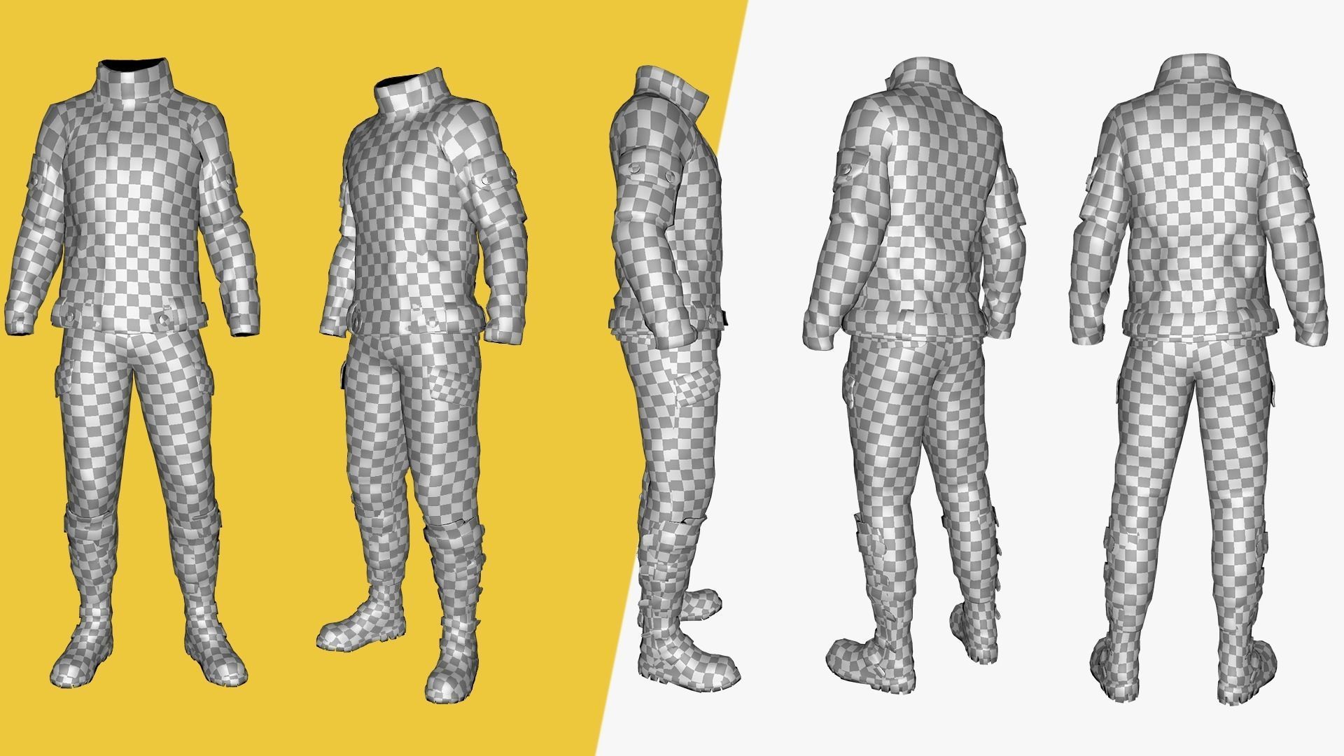 Rigged Outfit Low-poly 3D model_4