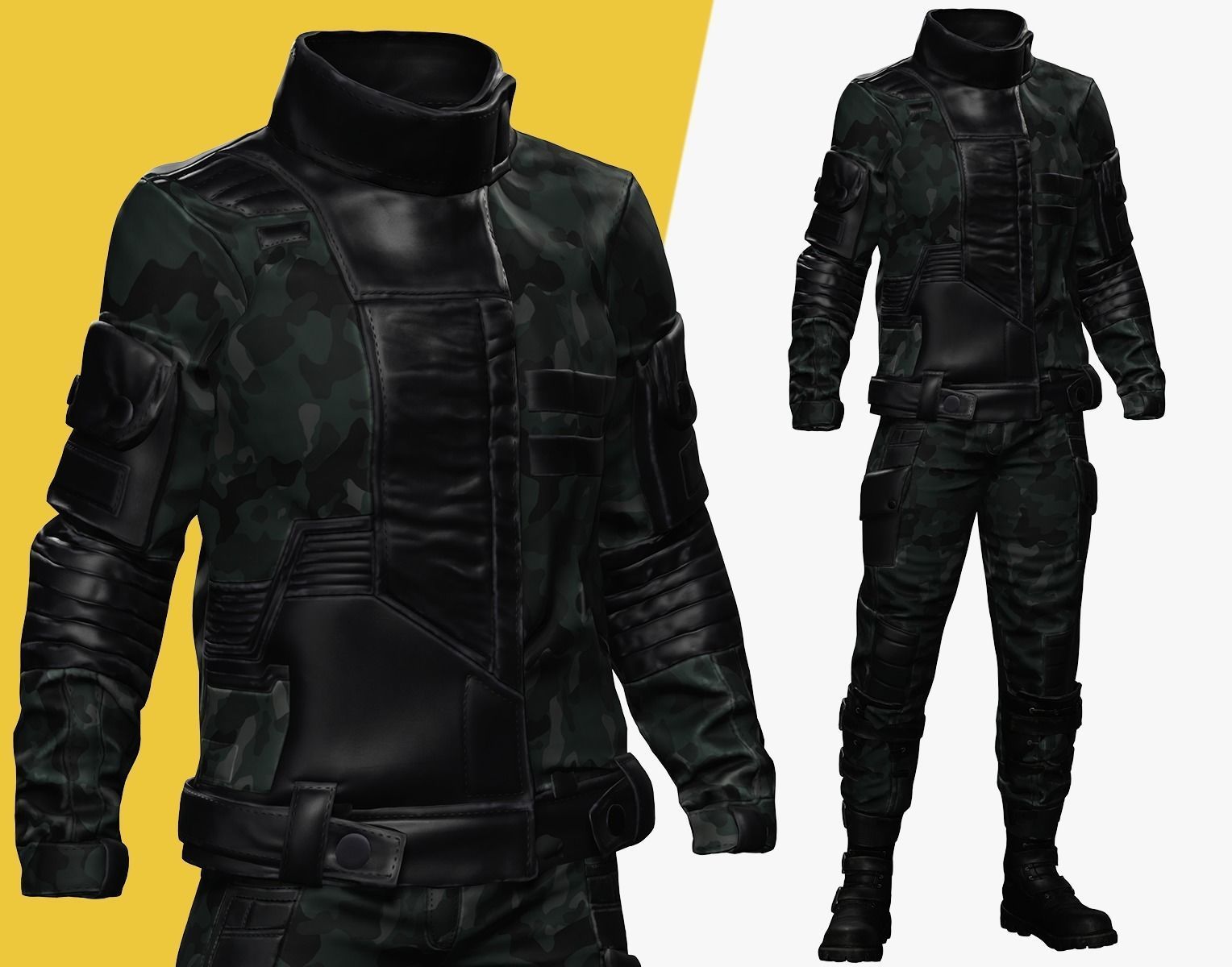 Rigged Outfit Low-poly 3D model_1