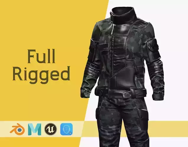 Rigged Outfit Low-poly 3D model