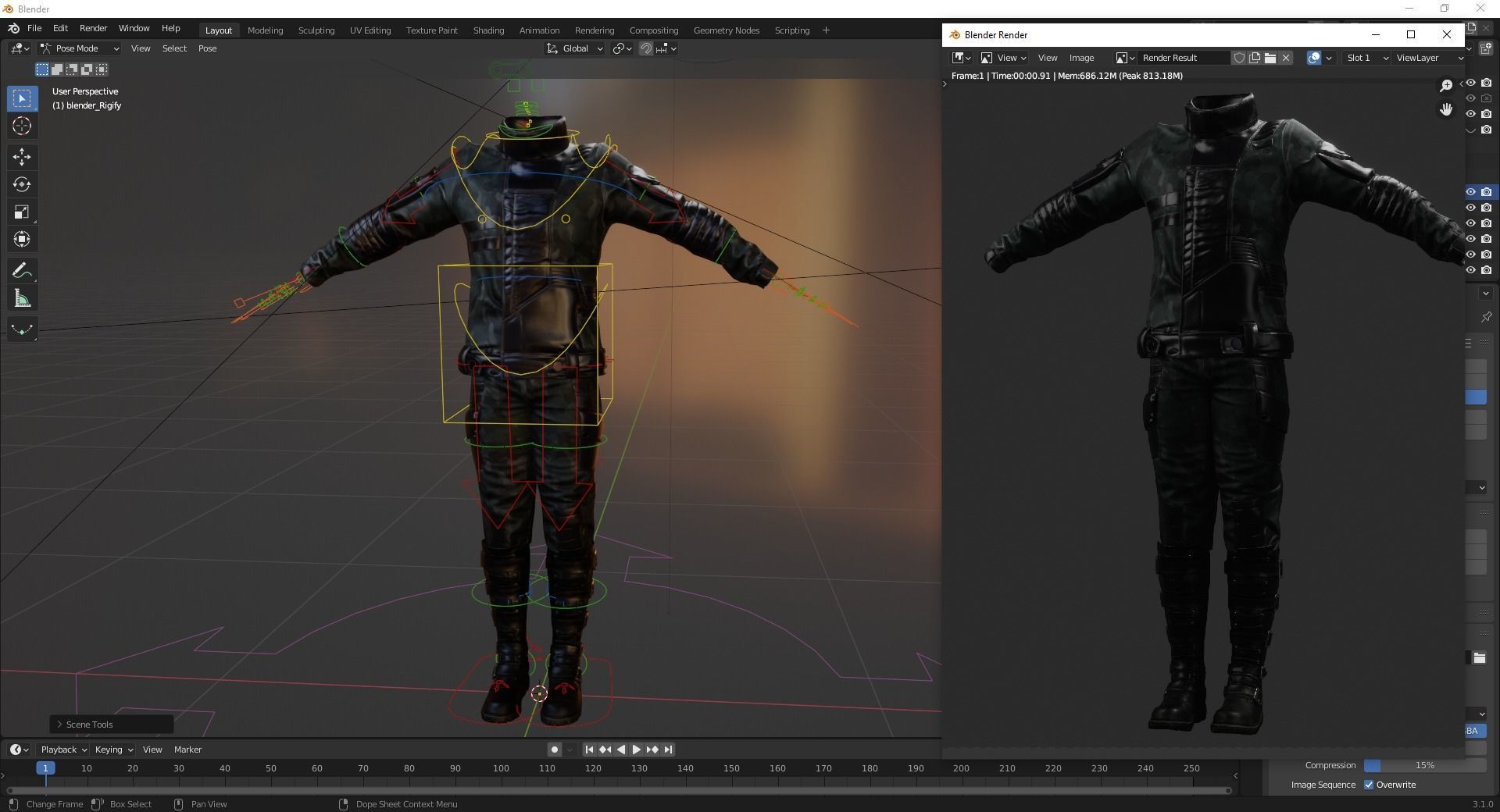 Rigged Outfit Low-poly 3D model_22