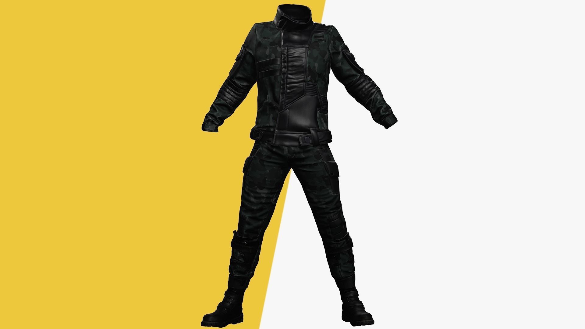 Rigged Outfit Low-poly 3D model_7