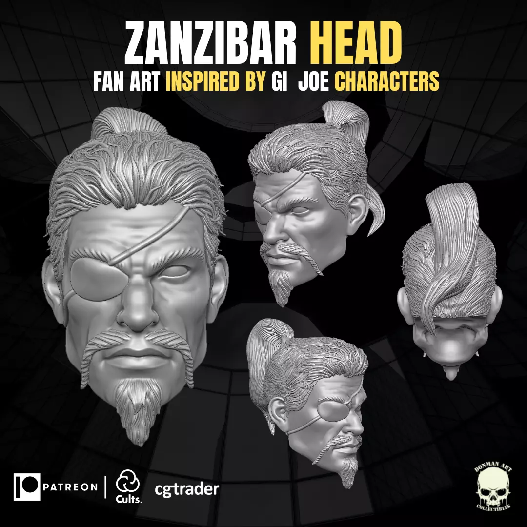 Zanzibar fan art head 3D printable file for action figures 3D print model