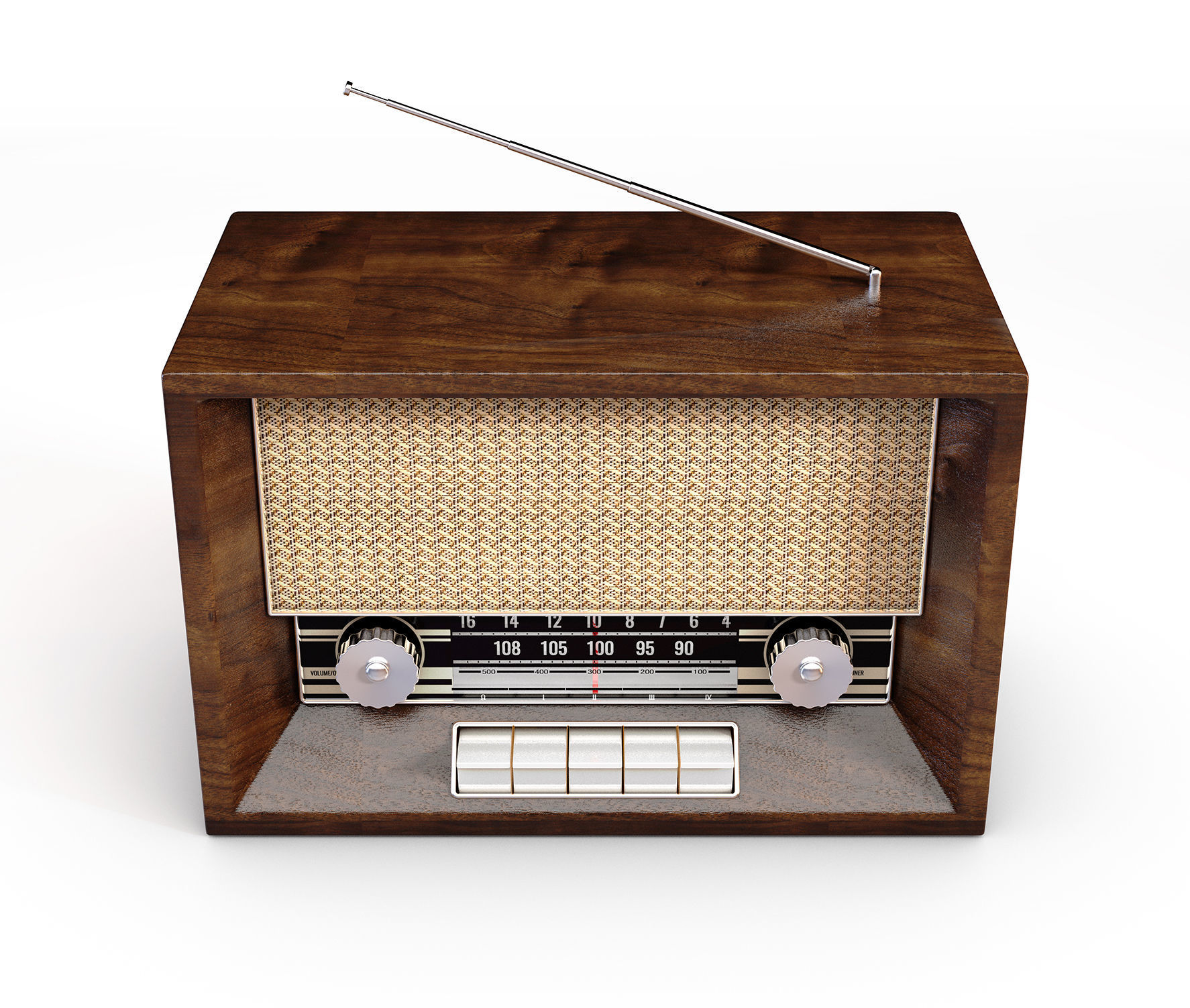 Vintage Retro Radio 3D model_2