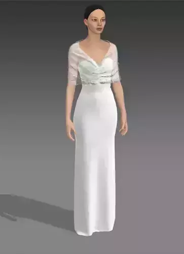 DRESS WHITE  LONG ELASTIC HEART SHAPED LOOK