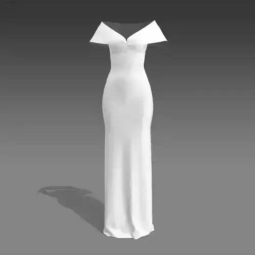 DRESS WHITE LOOK LONG DEGAJE NECKLINE