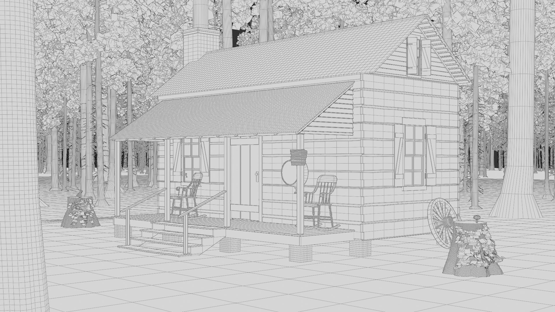 Cabin in the Woods 3d Scene 3D model_17