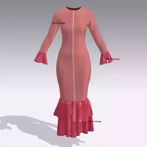 MermaidLongDress dress with ruffled sleeves