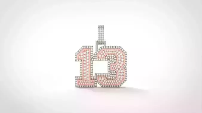 Model 1073 13 Pave Logo - Name Plate Diamond Pendant 