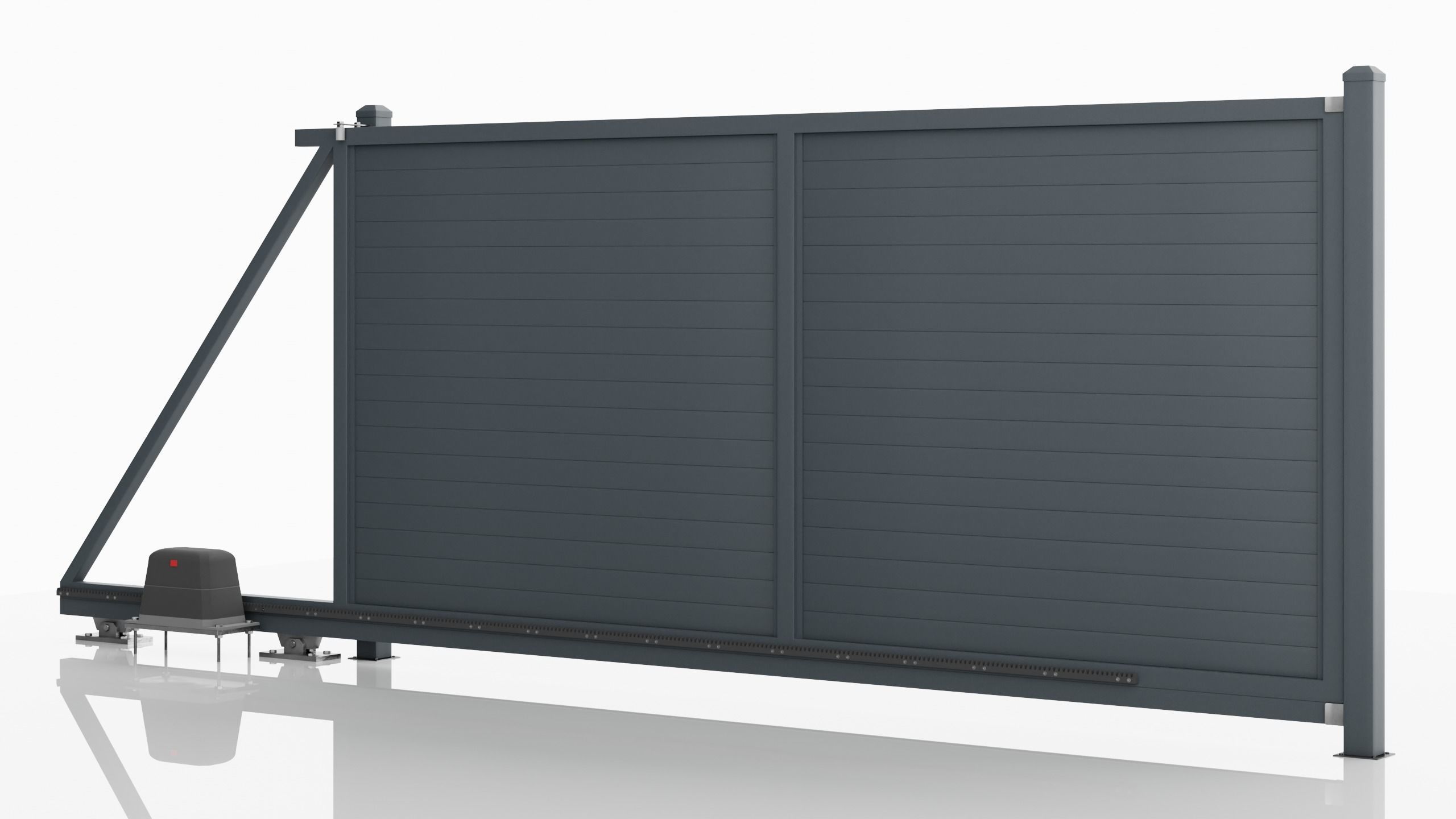 Aluminum Electric Sliding Gate Model 2 10cm Wall 3D model CGTrader