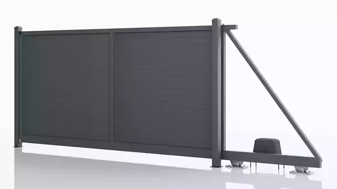 Aluminum Electric Sliding Gate - Model 2 - 10cm Wall - 3D model