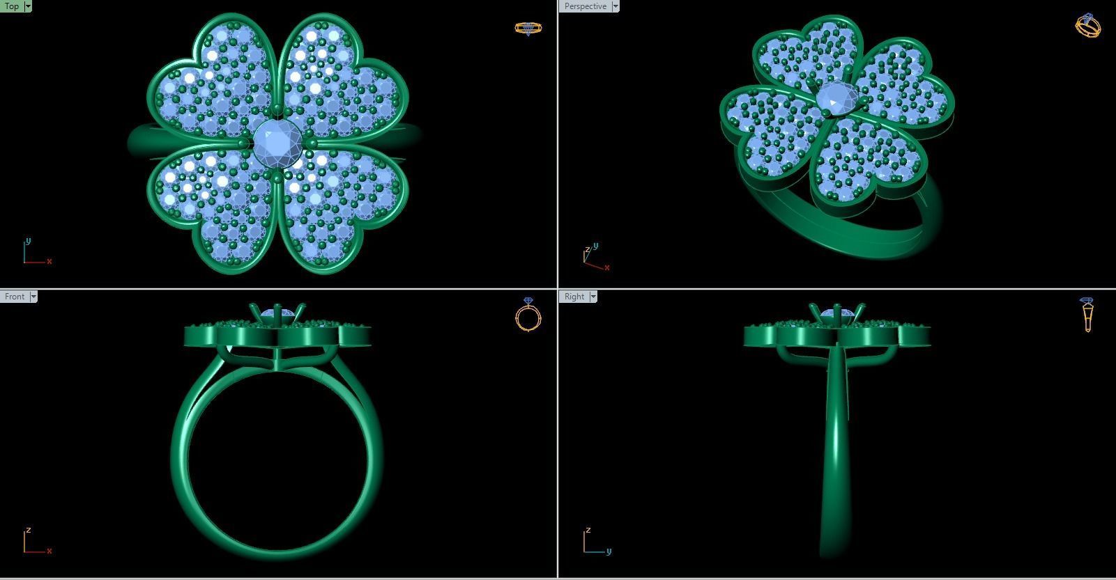 Clover Ring Cartier 3D print model_4