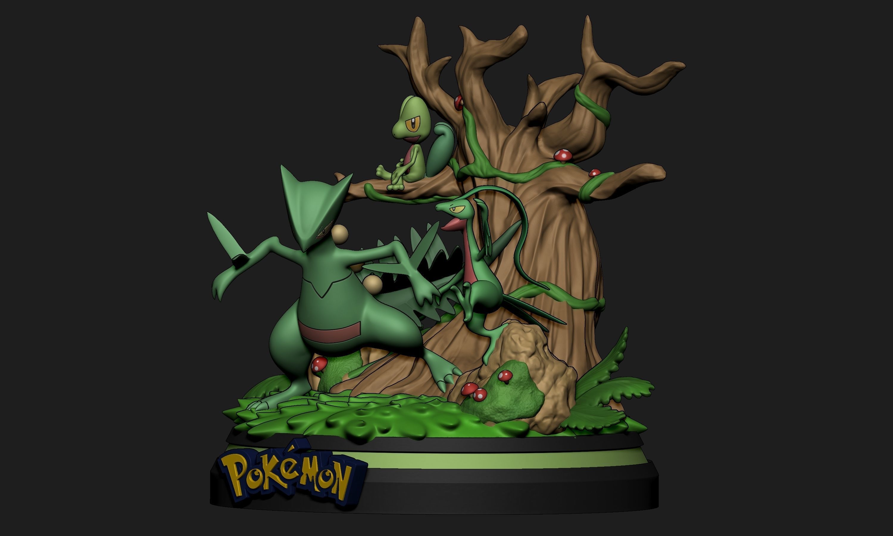 Pokemon - Sceptile Line Diorama 3D print model_7