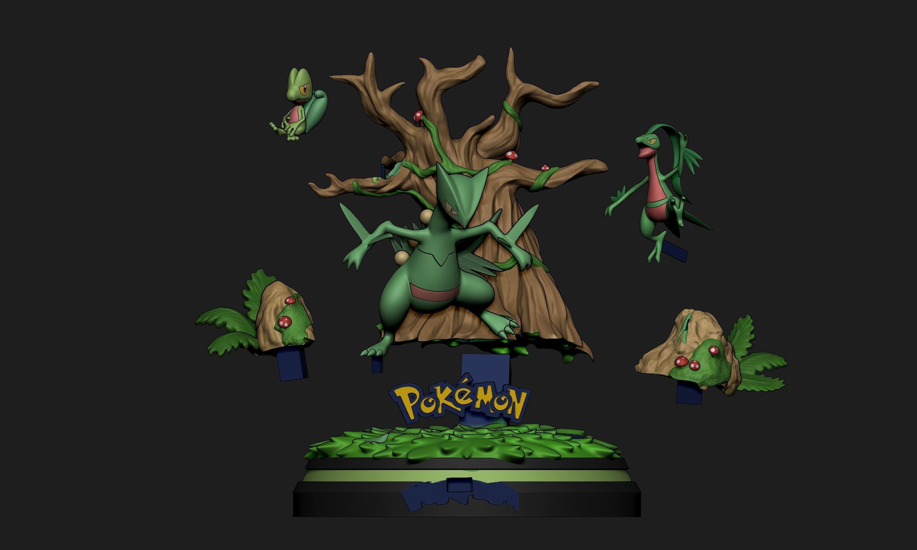 Pokemon - Sceptile Line Diorama 3D print model_8