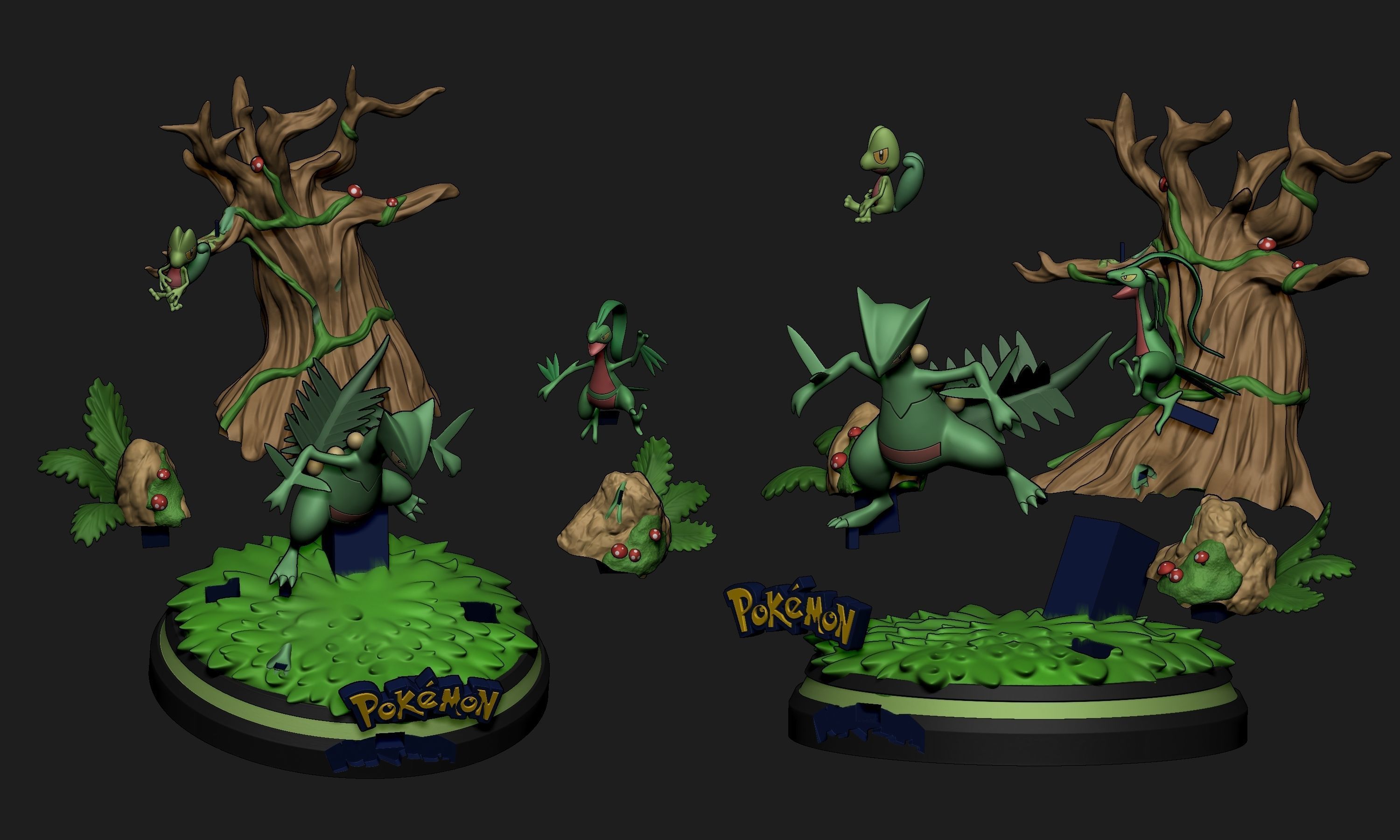 Pokemon - Sceptile Line Diorama 3D print model_9
