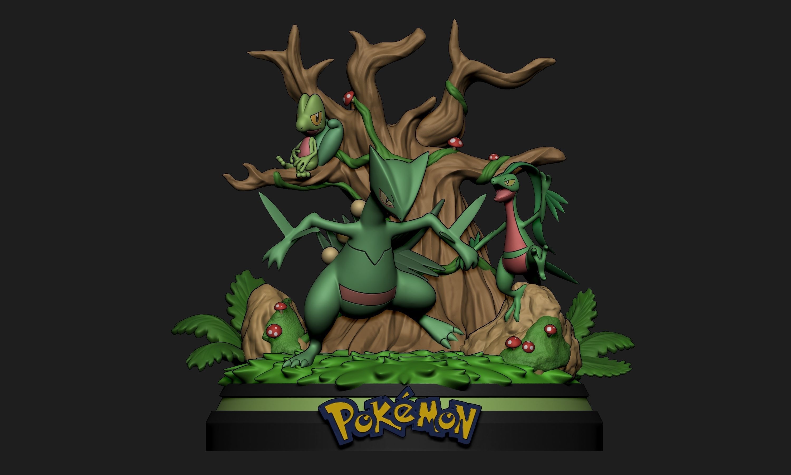 Pokemon - Sceptile Line Diorama 3D print model_2