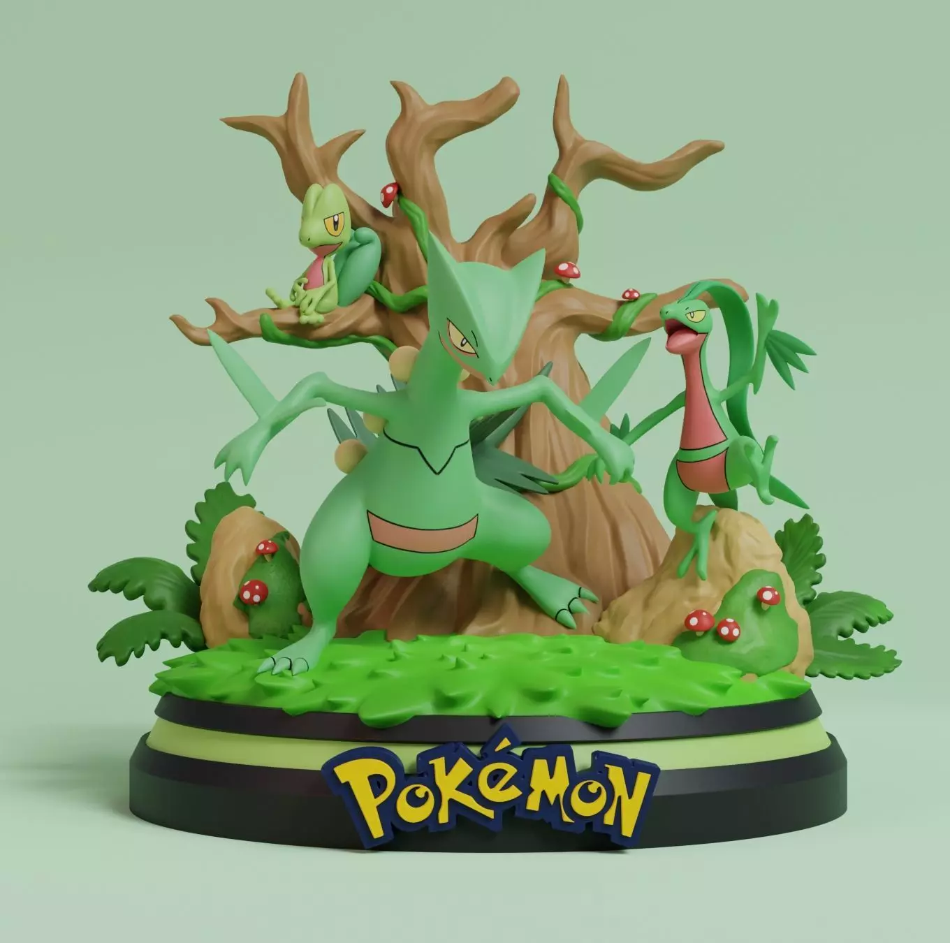 Pokemon - Sceptile Line Diorama 3D print model_0