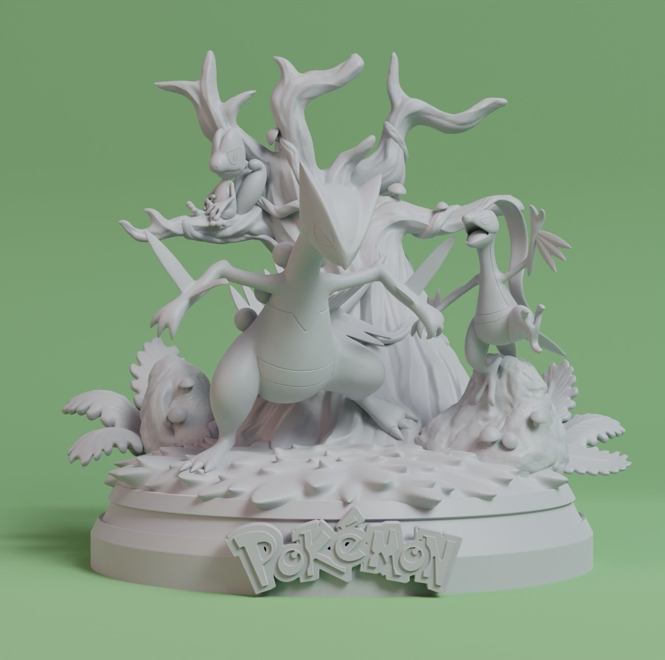 Pokemon - Sceptile Line Diorama 3D print model_1