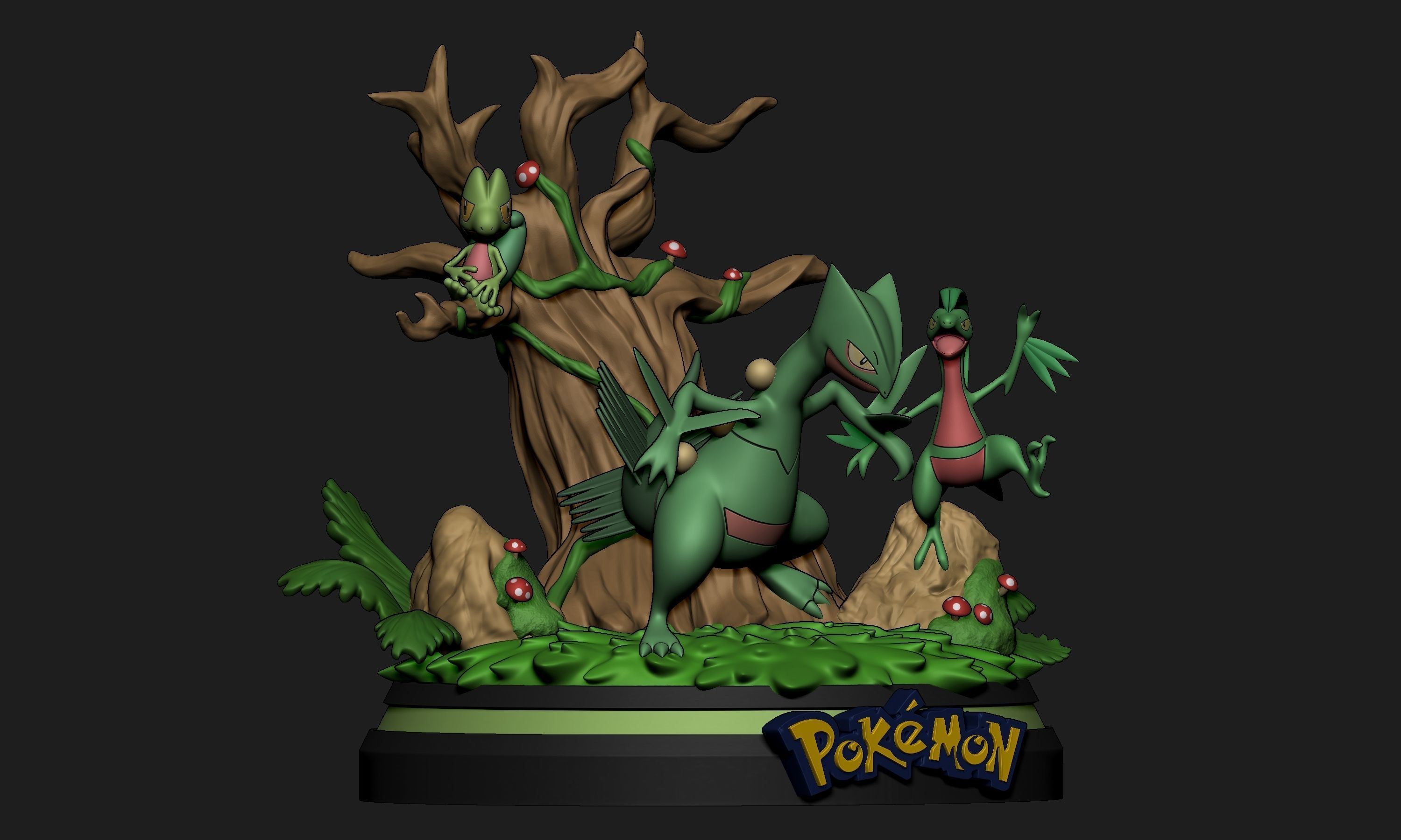 Pokemon - Sceptile Line Diorama 3D print model_3
