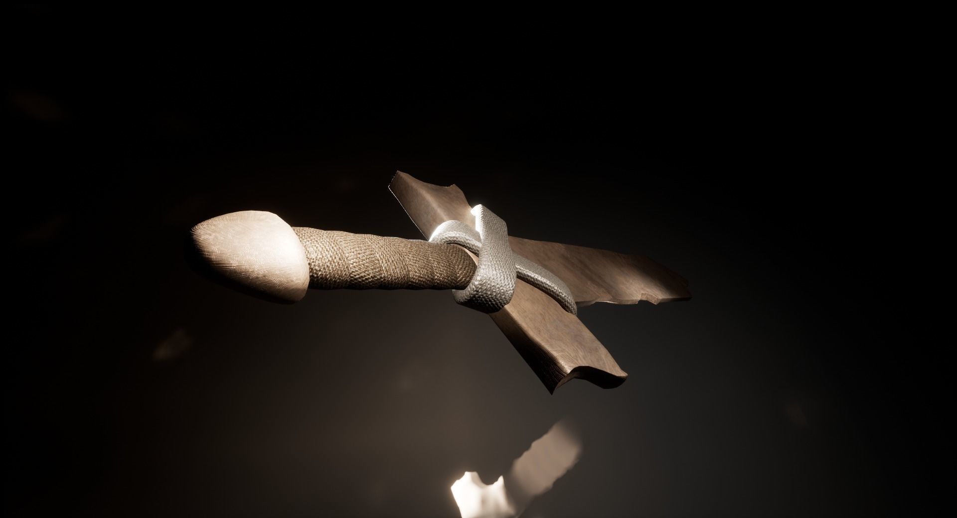 Training wooden sword Low-poly 3D model_2