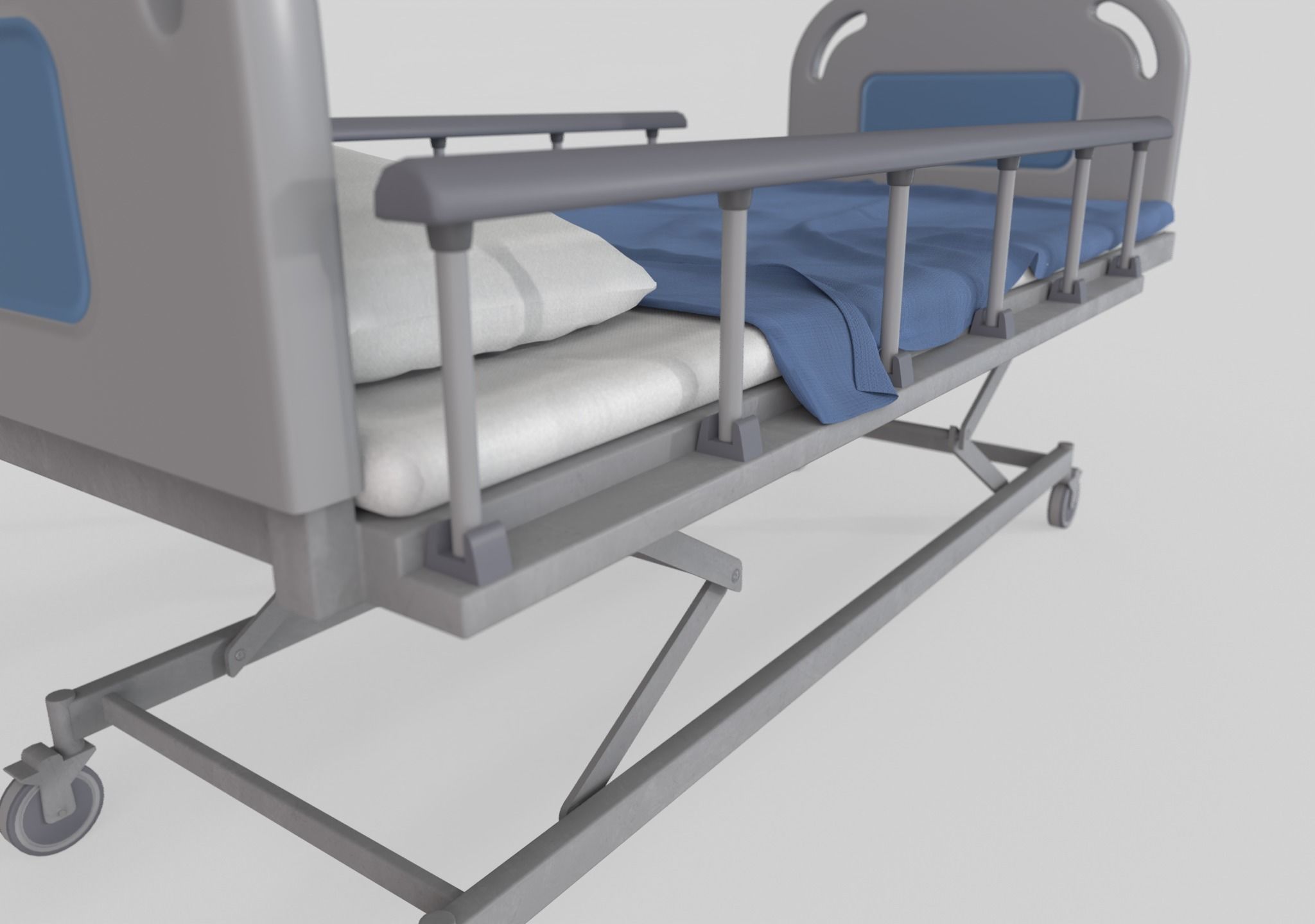Ward Bed set Low-poly 3D model_7