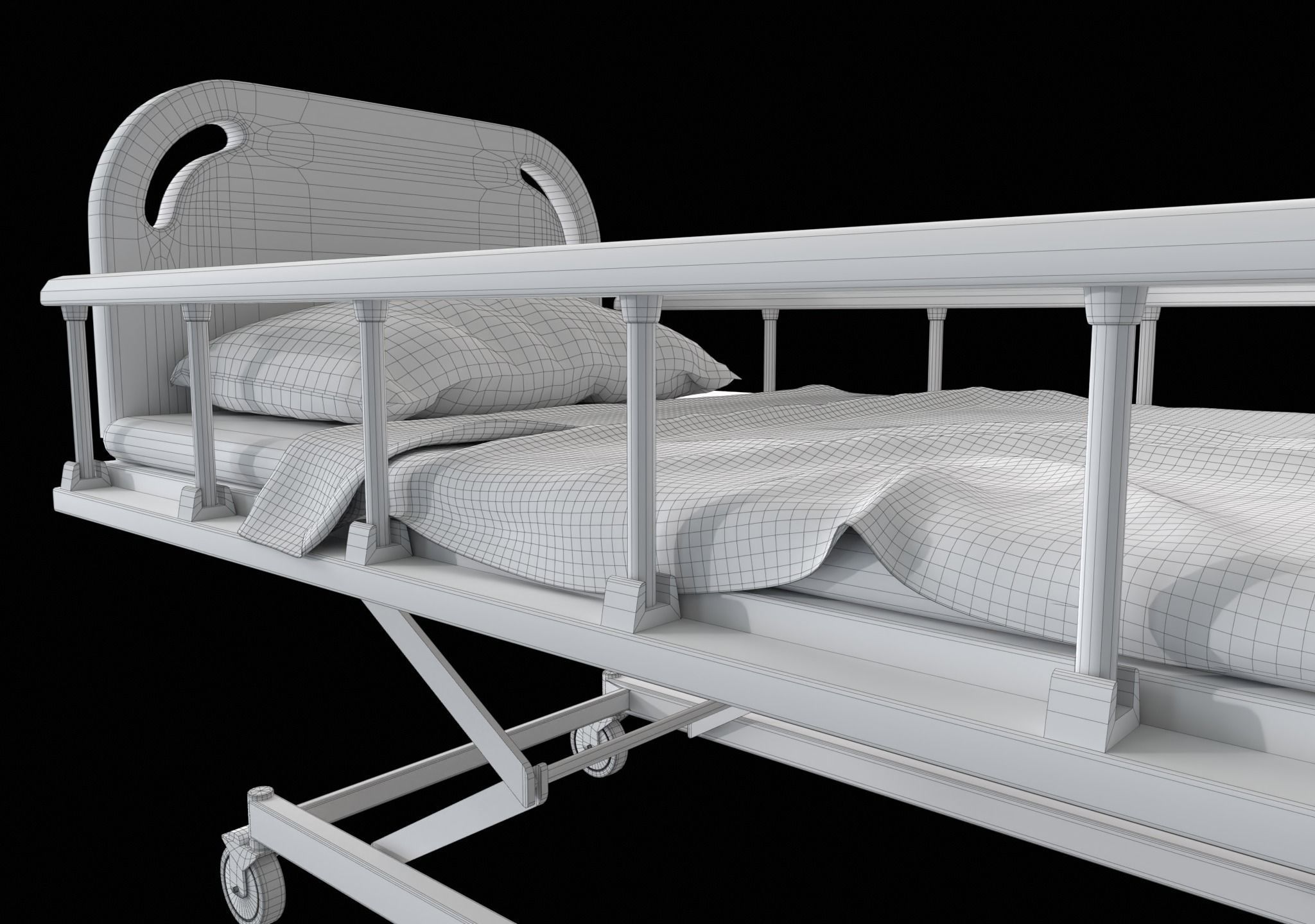Ward Bed set Low-poly 3D model_22