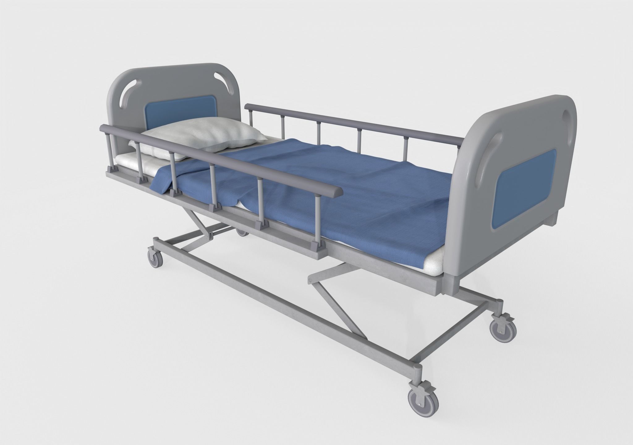 Ward Bed set Low-poly 3D model_4