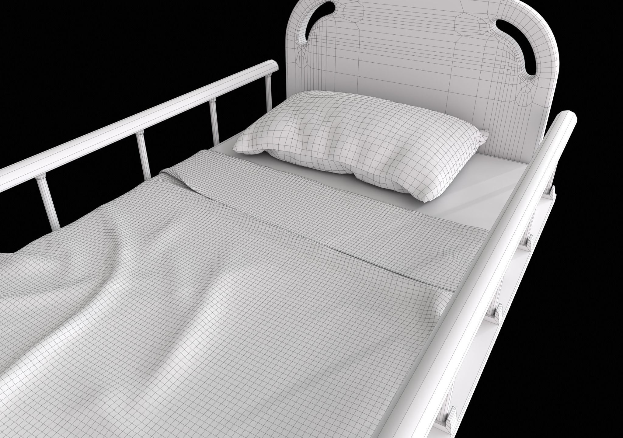 Ward Bed set Low-poly 3D model_24