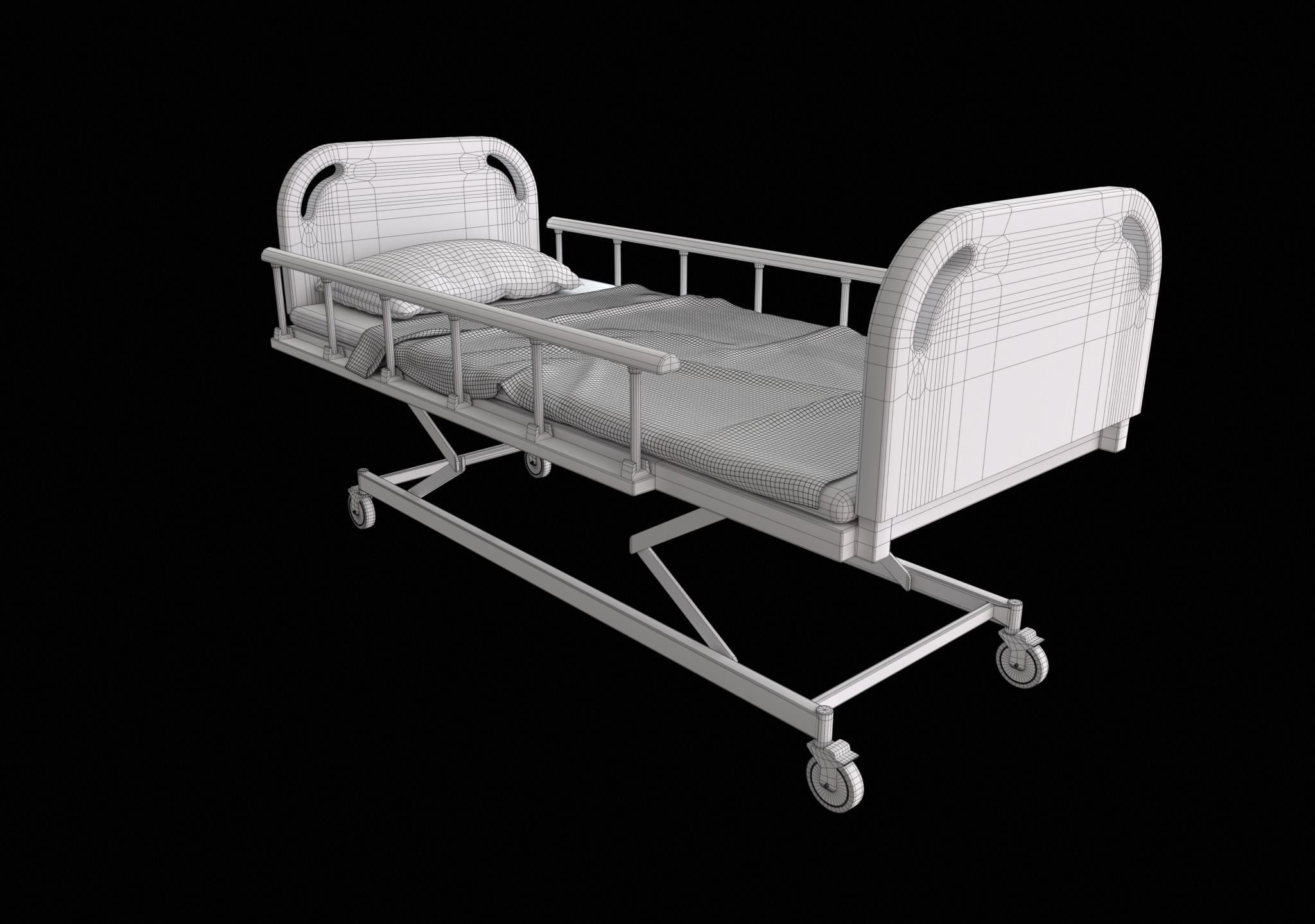 Ward Bed set Low-poly 3D model_21