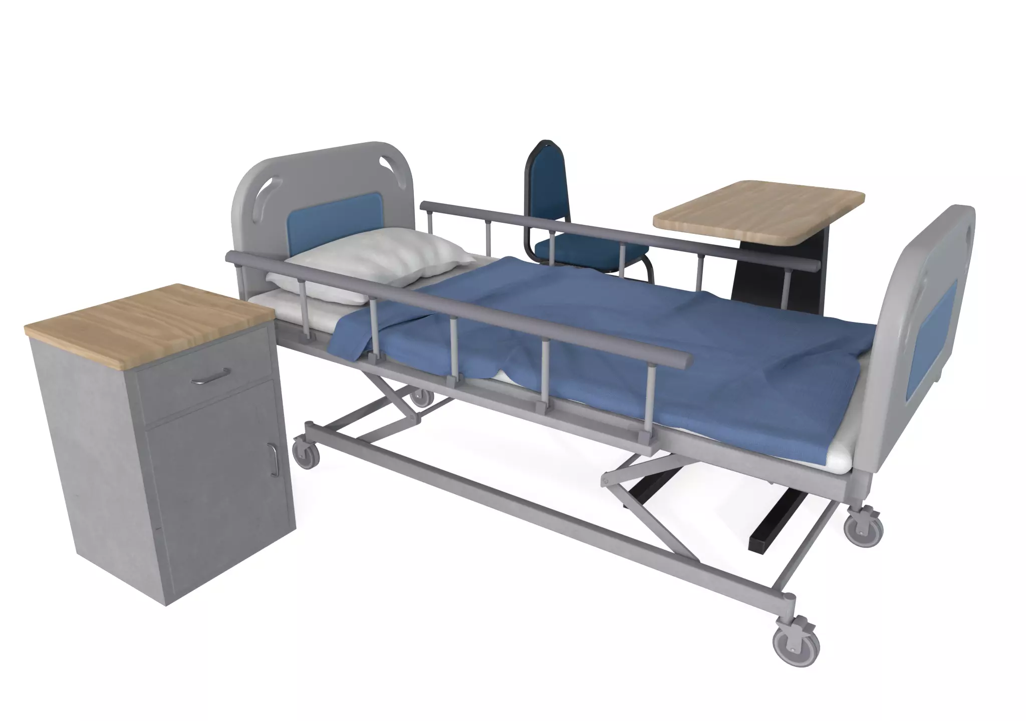 Ward Bed set Low-poly 3D model_0