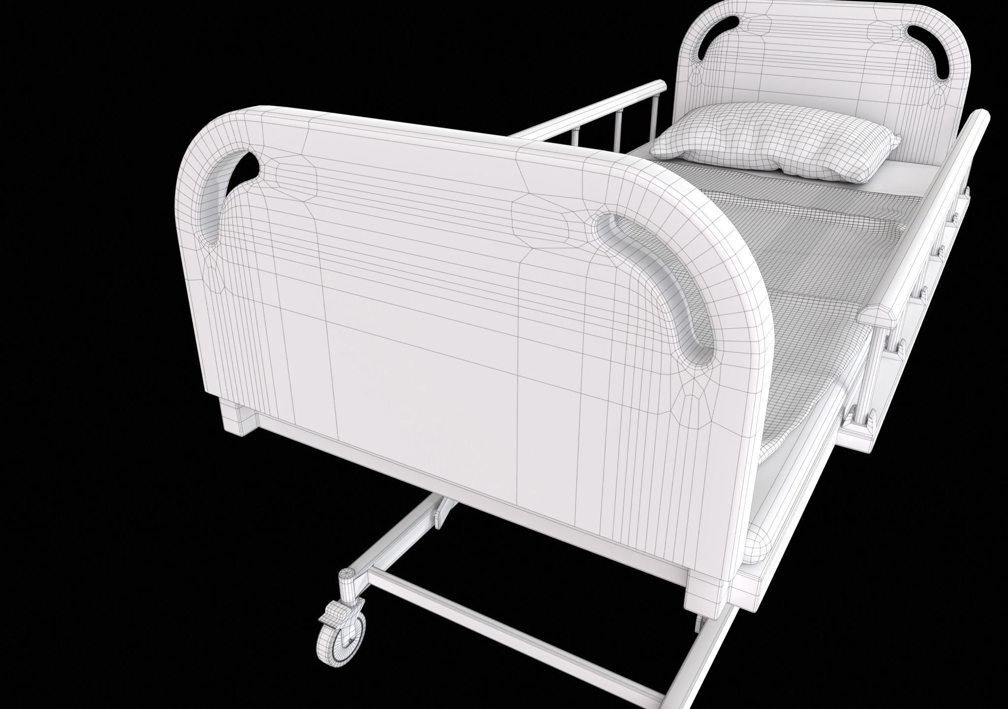 Ward Bed set Low-poly 3D model_23