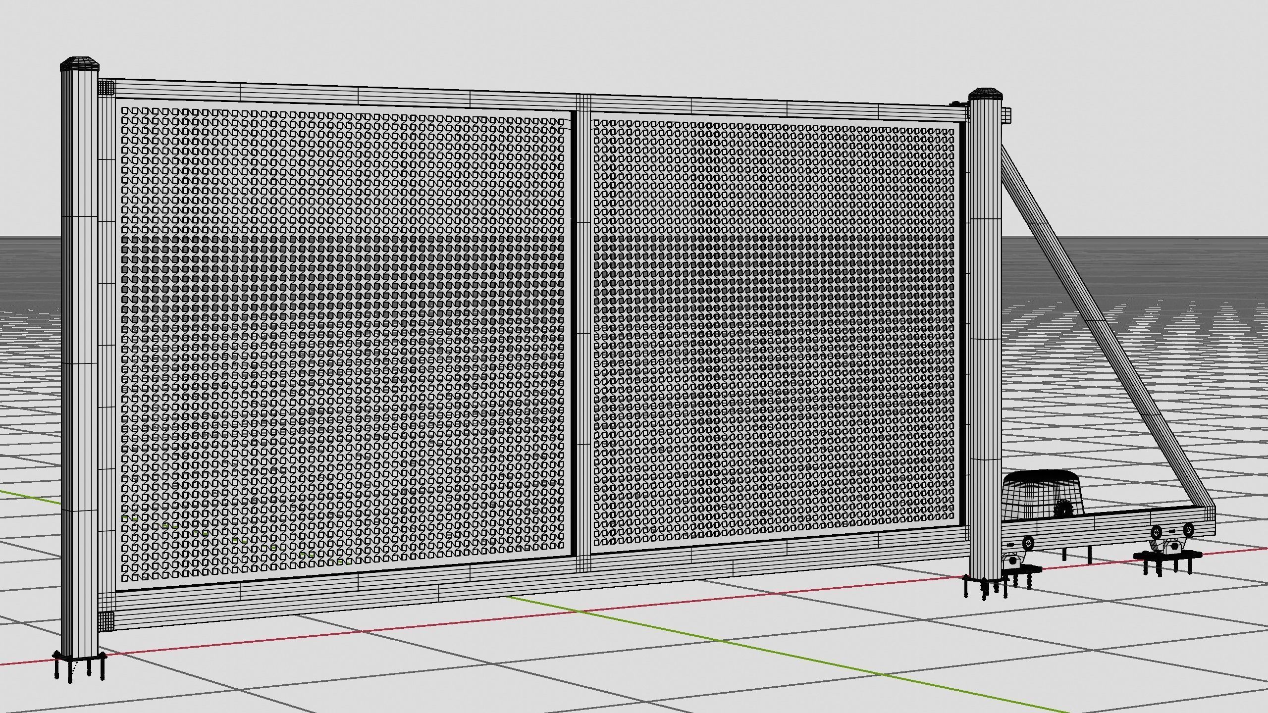 Aluminum Electric Sliding Gate Model 5 3D model CGTrader
