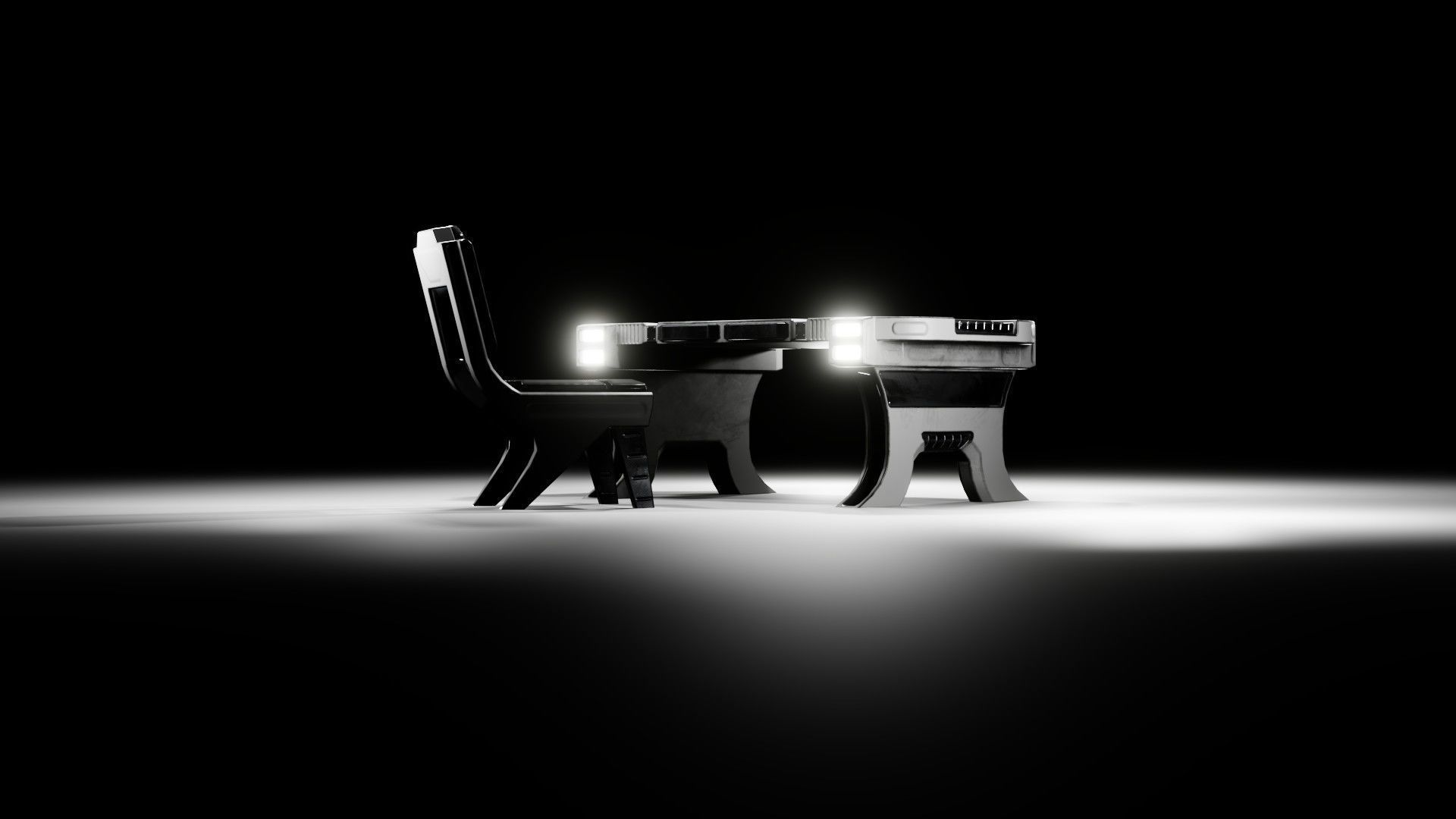 Sci-fi Table Low-poly 3D model_19
