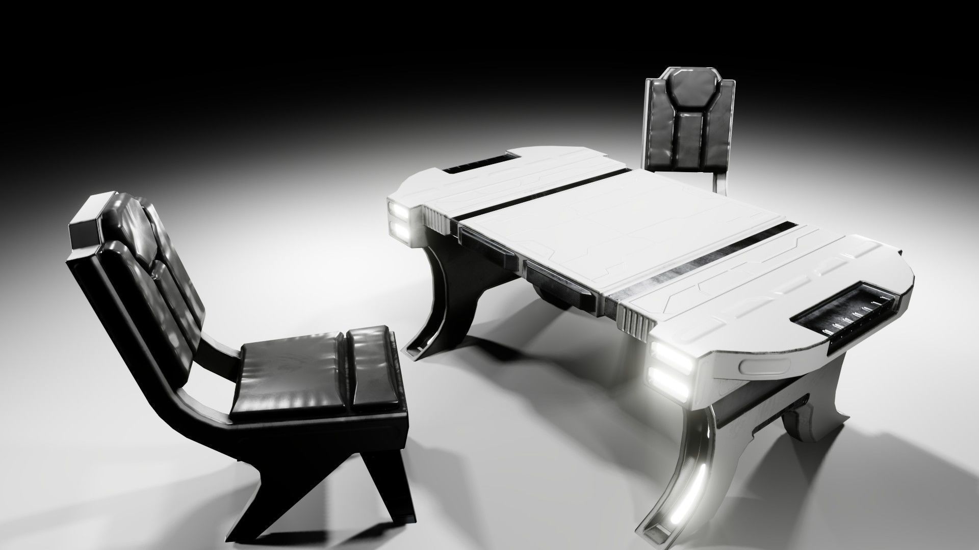 Sci-fi Table Low-poly 3D model_7