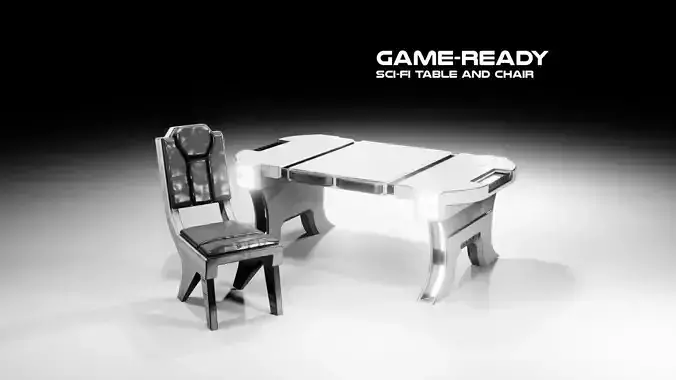 Sci-fi Table Low-poly 3D model
