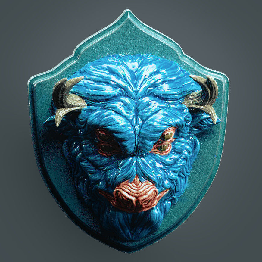 Bison Inspired Wall Demon Head 3D print model_1