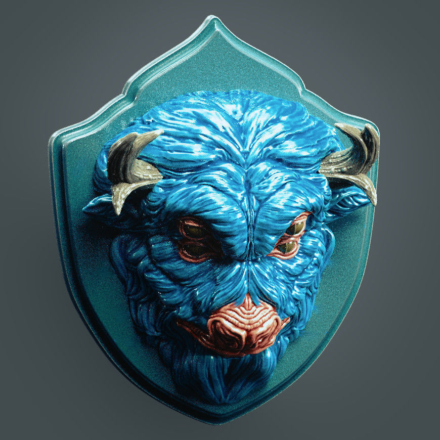 Bison Inspired Wall Demon Head 3D print model_2