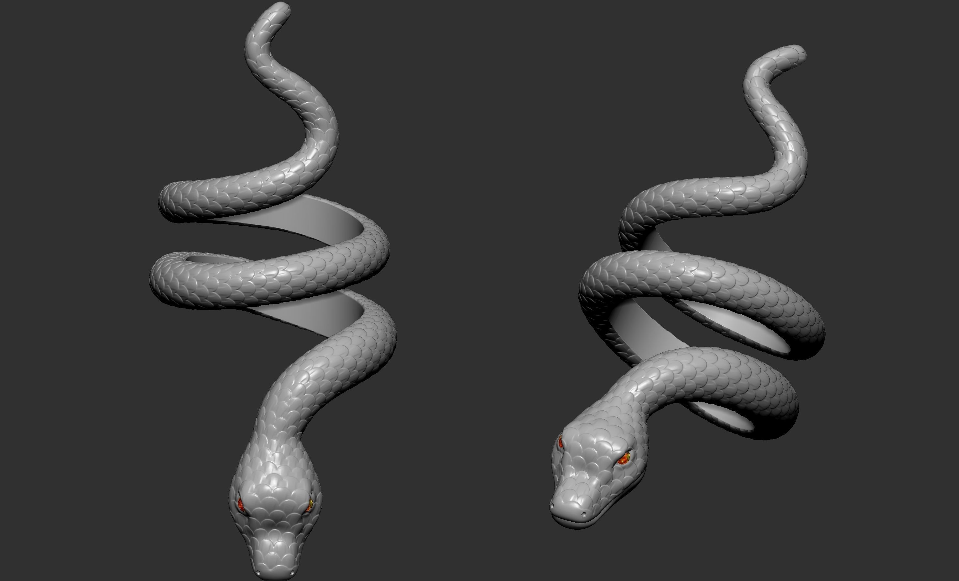 Snake ring 3D print model_4