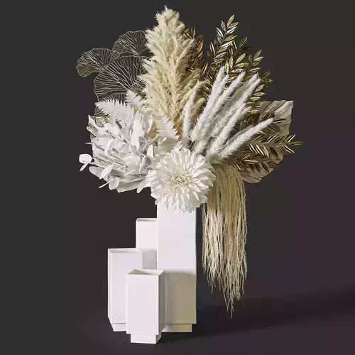 Flower Set 055 Pampas gold leaves