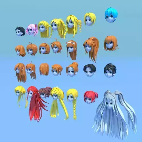 28 Anime Girl Hairs Collection