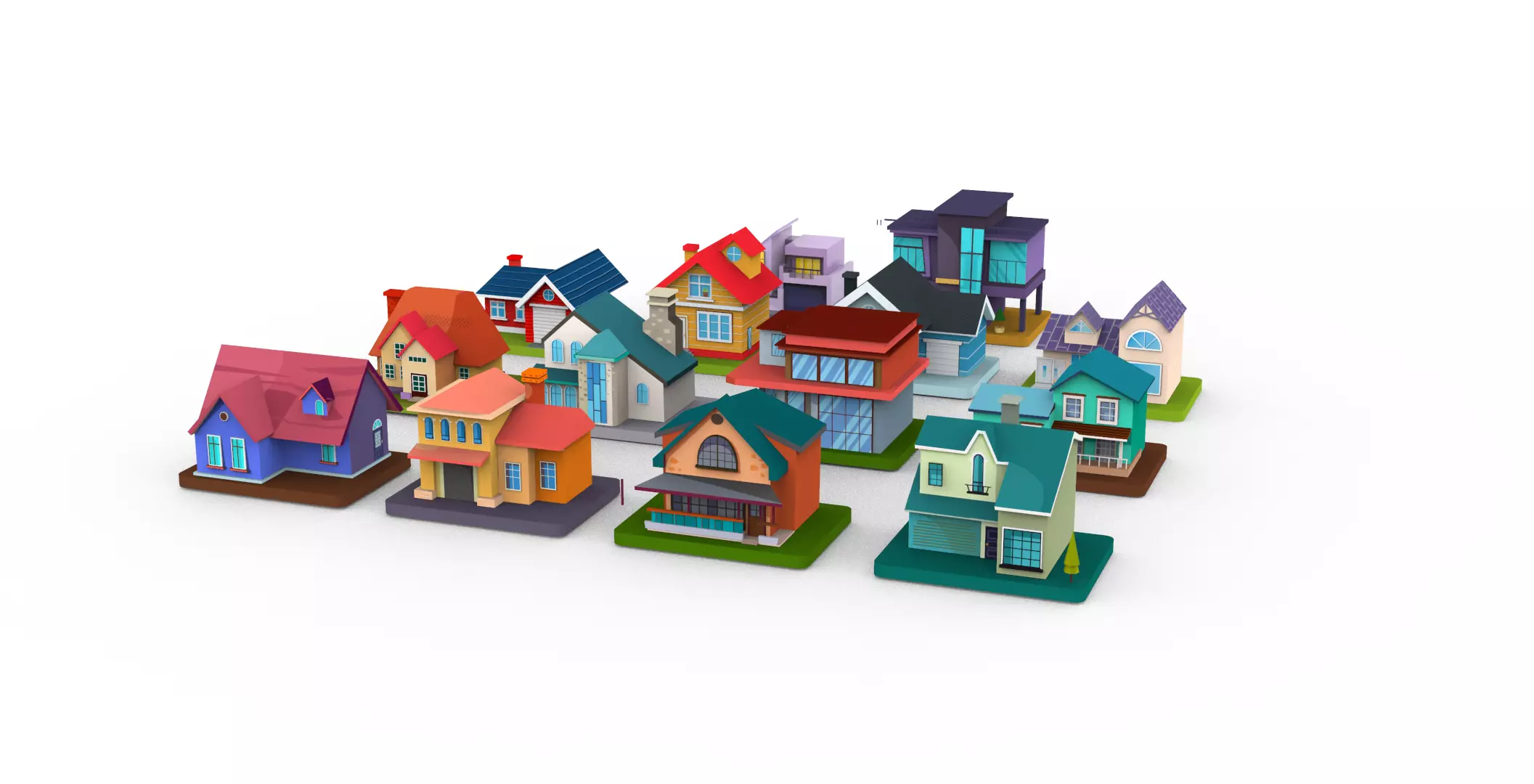 Cartoon House Buildings Pack 1 Low-poly 3D model