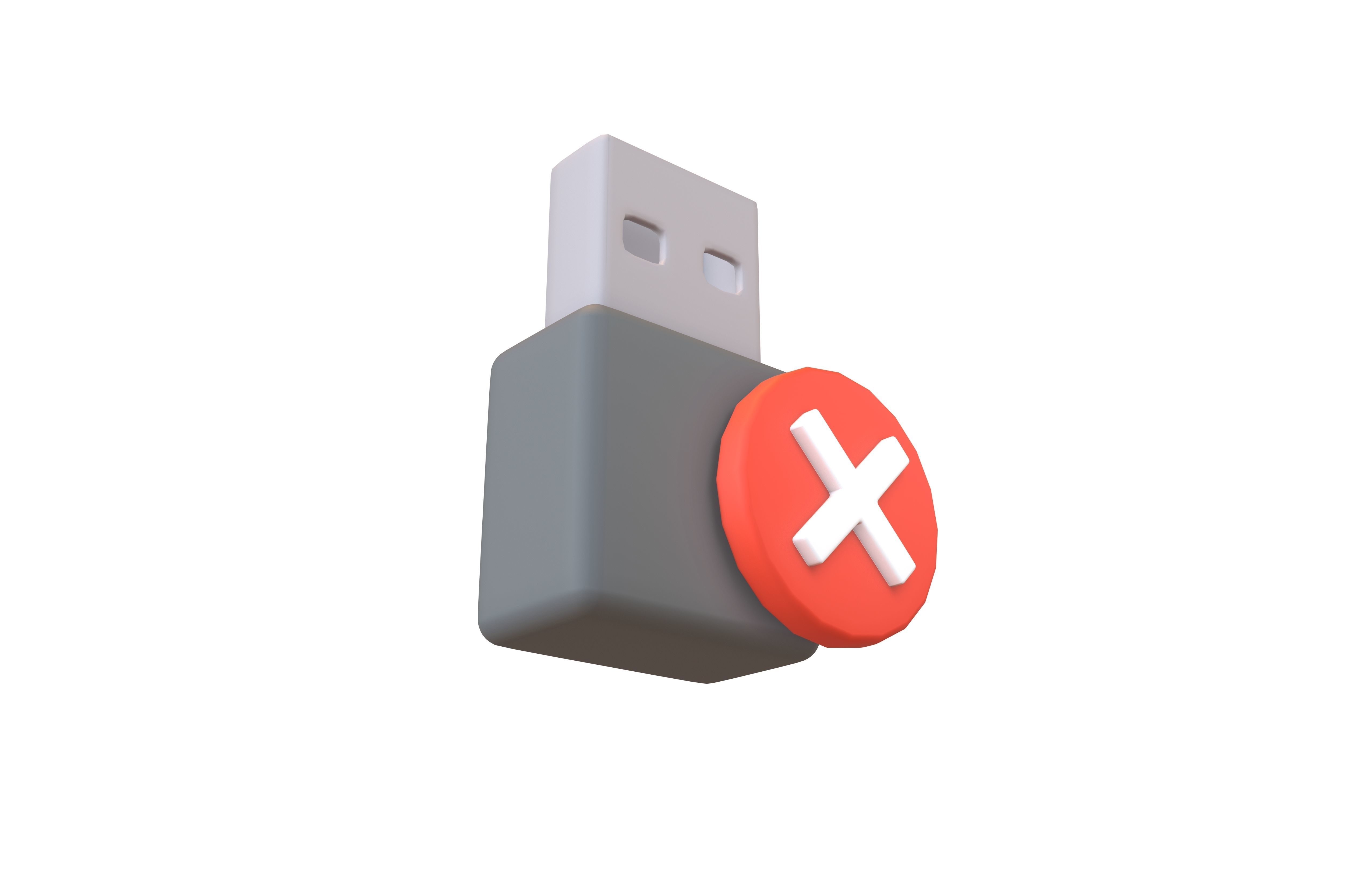 USB Disconnected Icon v1 001 Low-poly 3D model_2