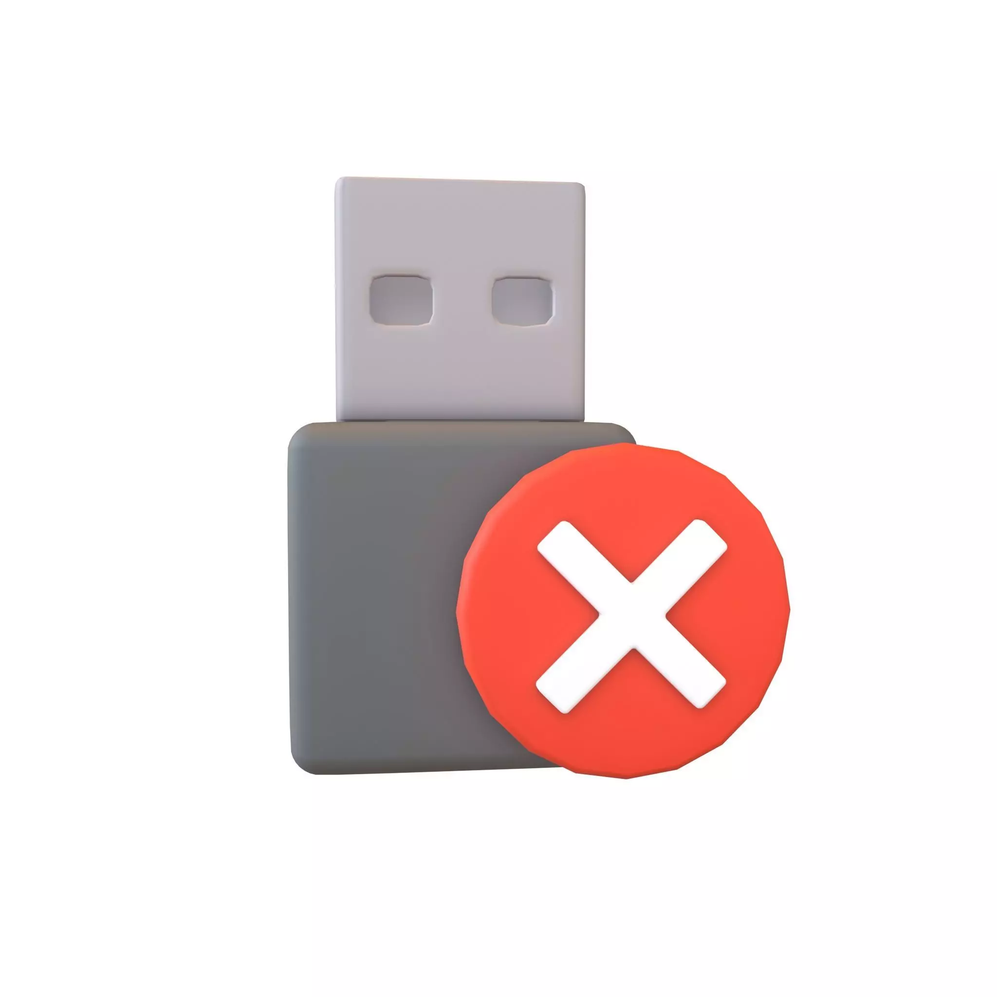 USB Disconnected Icon v1 001 Low-poly 3D model_0