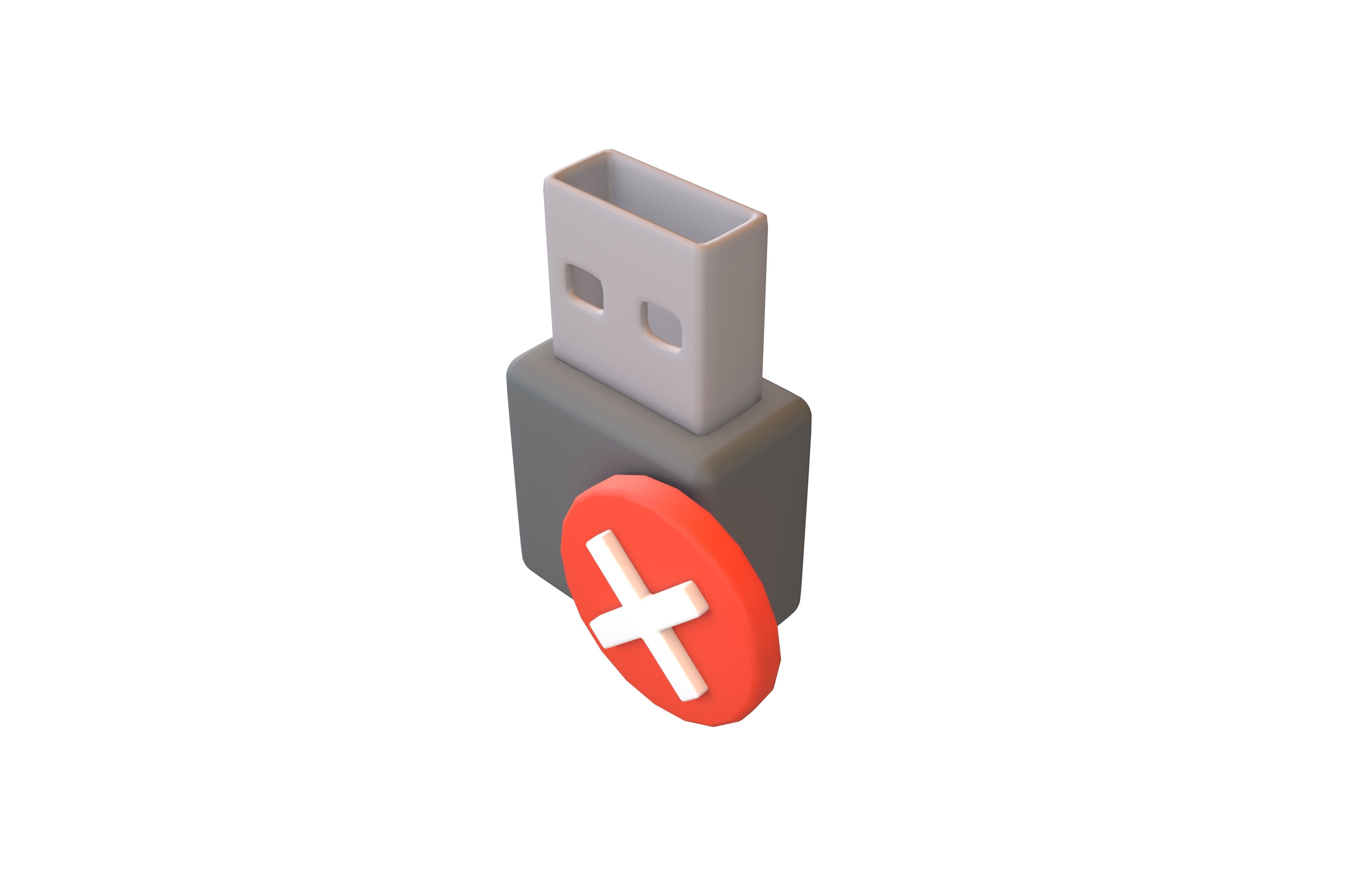 USB Disconnected Icon v1 001 Low-poly 3D model_1